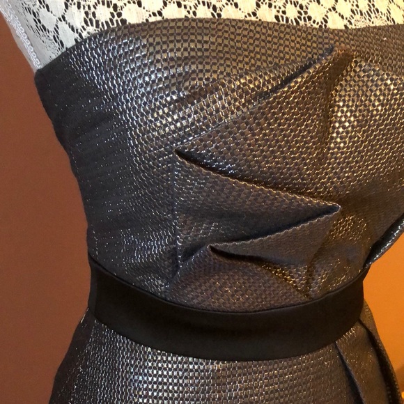 [max and cleo] Strapless Silver Black Dress Size 2 - Picture 4 of 7